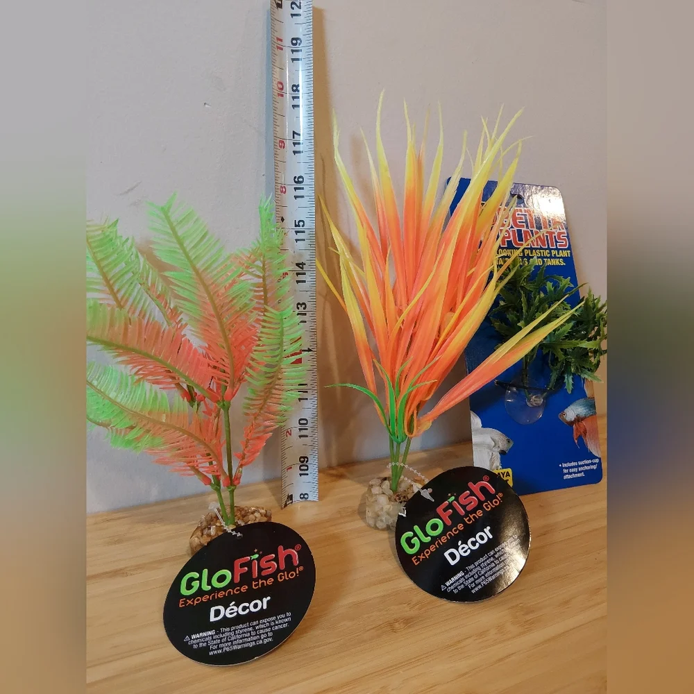 Aquarium Plants GloFish&Betta Plants Assorted Decor Set Of 3